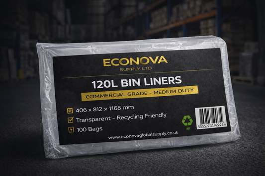 100L Transparent Medium Duty Bin Bags – Large Clear Refuse Sacks | Econova