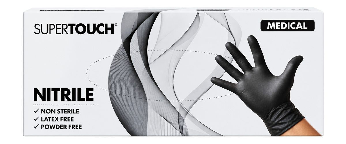 SuperTouch Black Nitrile PowderFree Gloves 3.5