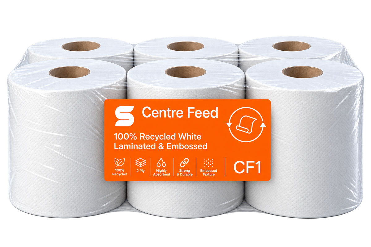 White Centrefeed 150m x 166mm - Pack of 6 Rolls
