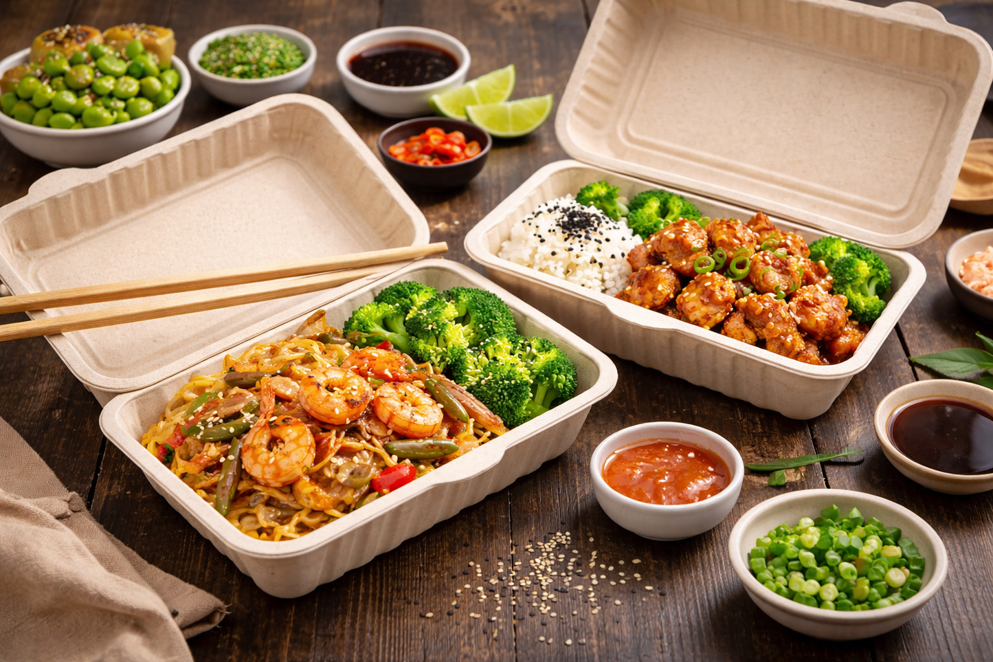 9x6 Bagasse Clamshell Containers – Compostable Takeaway Boxes (Bulk Packs Available)