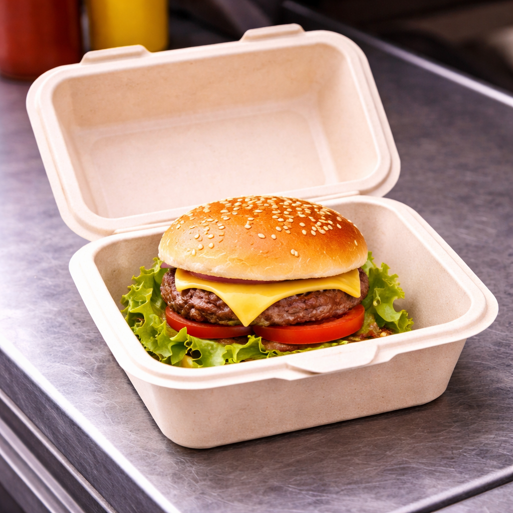 6x6 Bagasse Clamshell Containers – Compostable Food Boxes (Bulk Packs Available)
