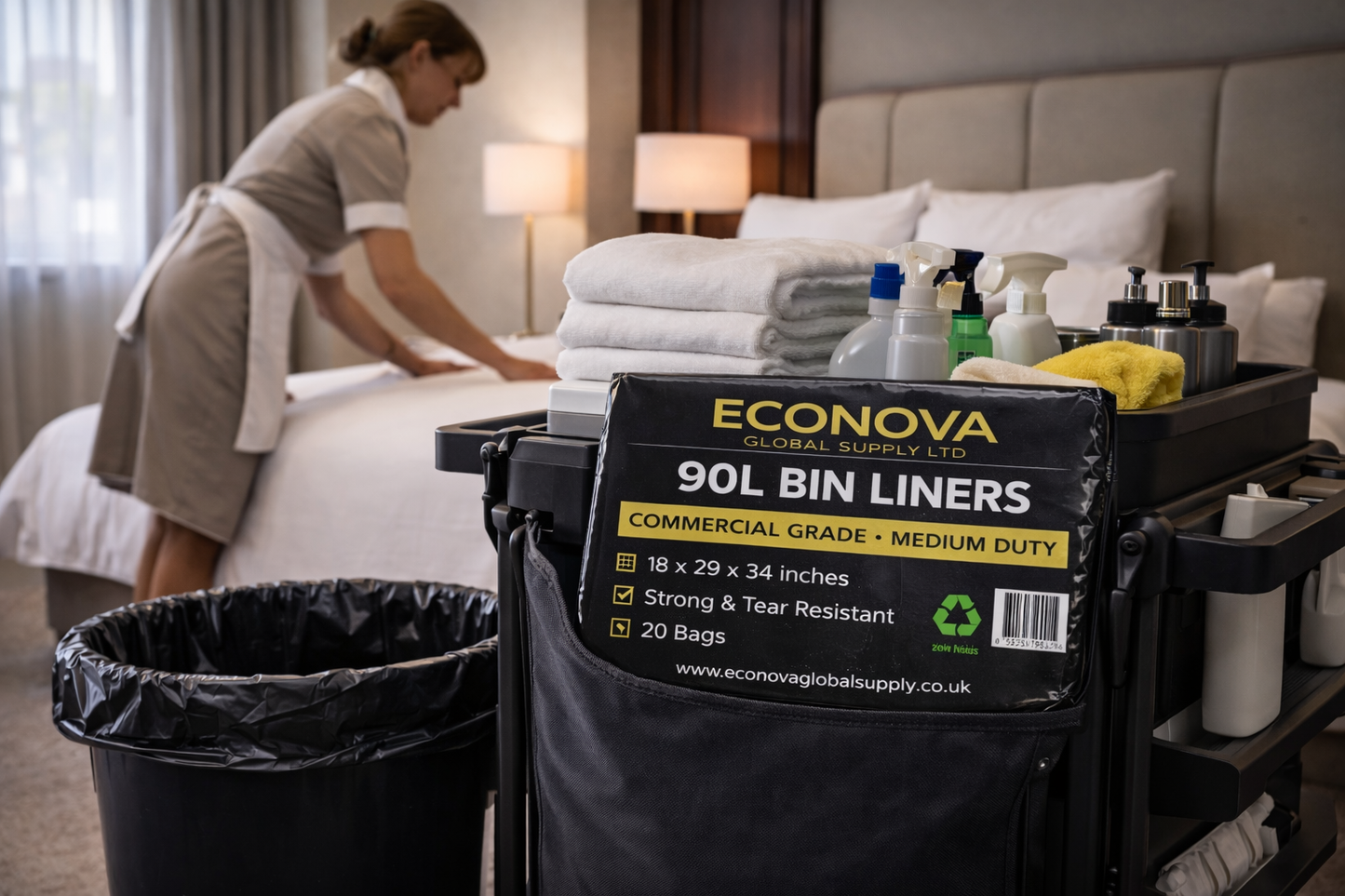 90L Medium Duty Bin Bags – 457 × 736 × 965 mm (Black Refuse Sacks, Bulk Packs)