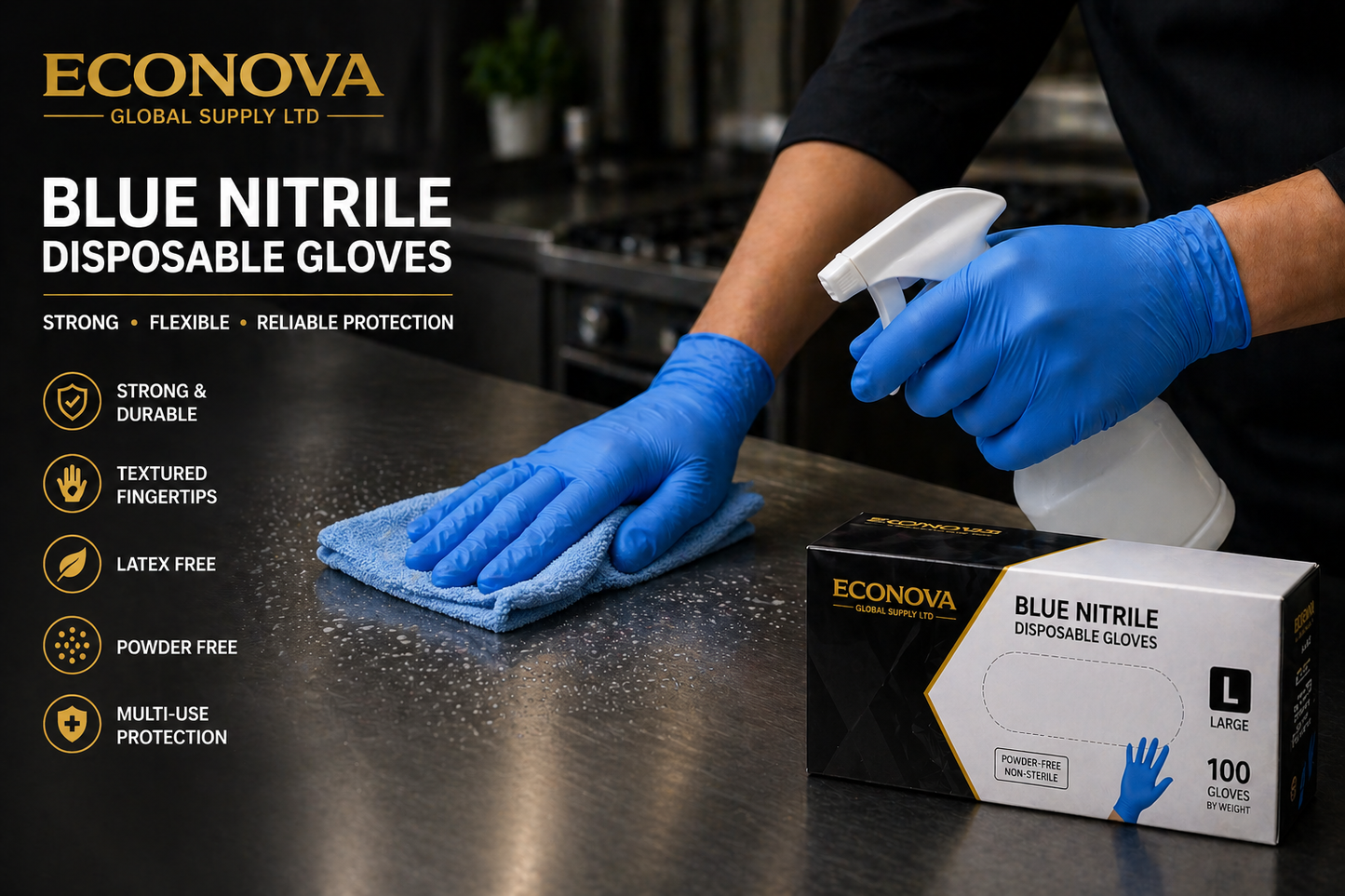 Blue Nitrile Disposable Gloves – Powder-Free | Strong, Flexible & Reliable Protection