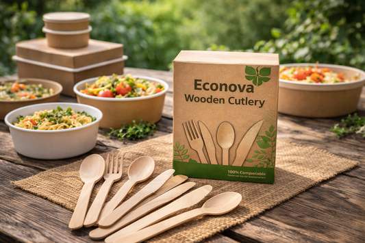 Wooden Cutlery Set – Fork, Knife & Spoon | Compostable Disposable Utensils