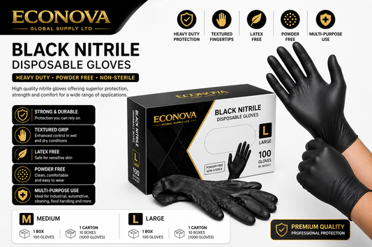 Black Nitrile Disposable Gloves – Heavy Duty, Powder-Free