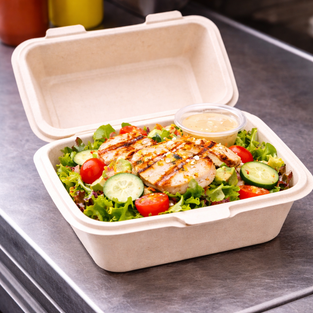 6x6 Bagasse Clamshell Containers – Compostable Food Boxes (Bulk Packs Available)