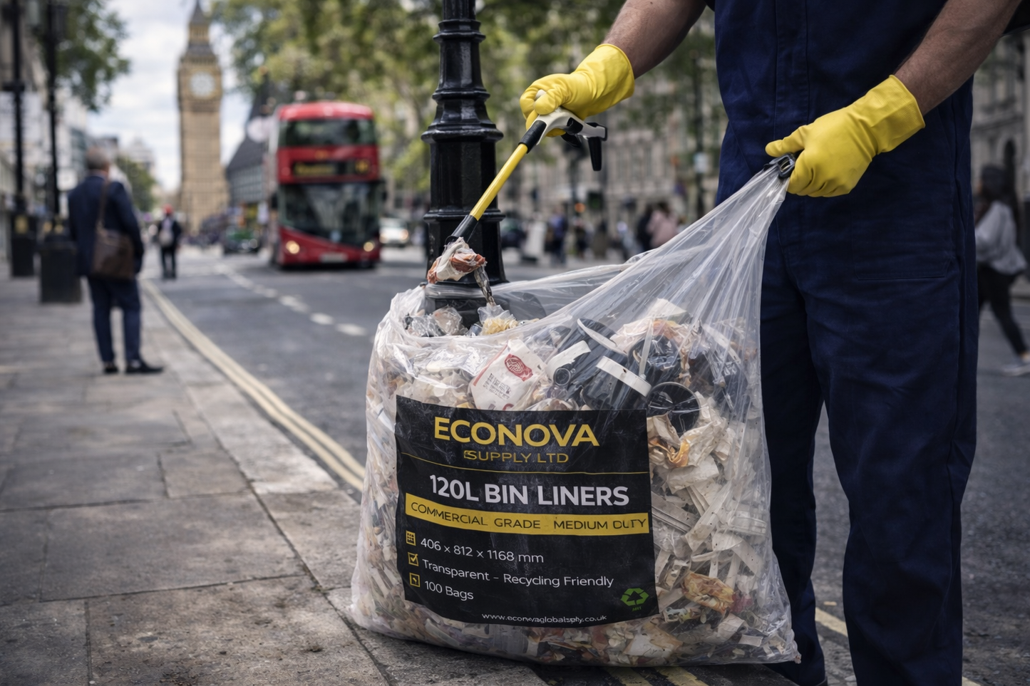 100L Transparent Medium Duty Bin Bags – Large Clear Refuse Sacks | Econova