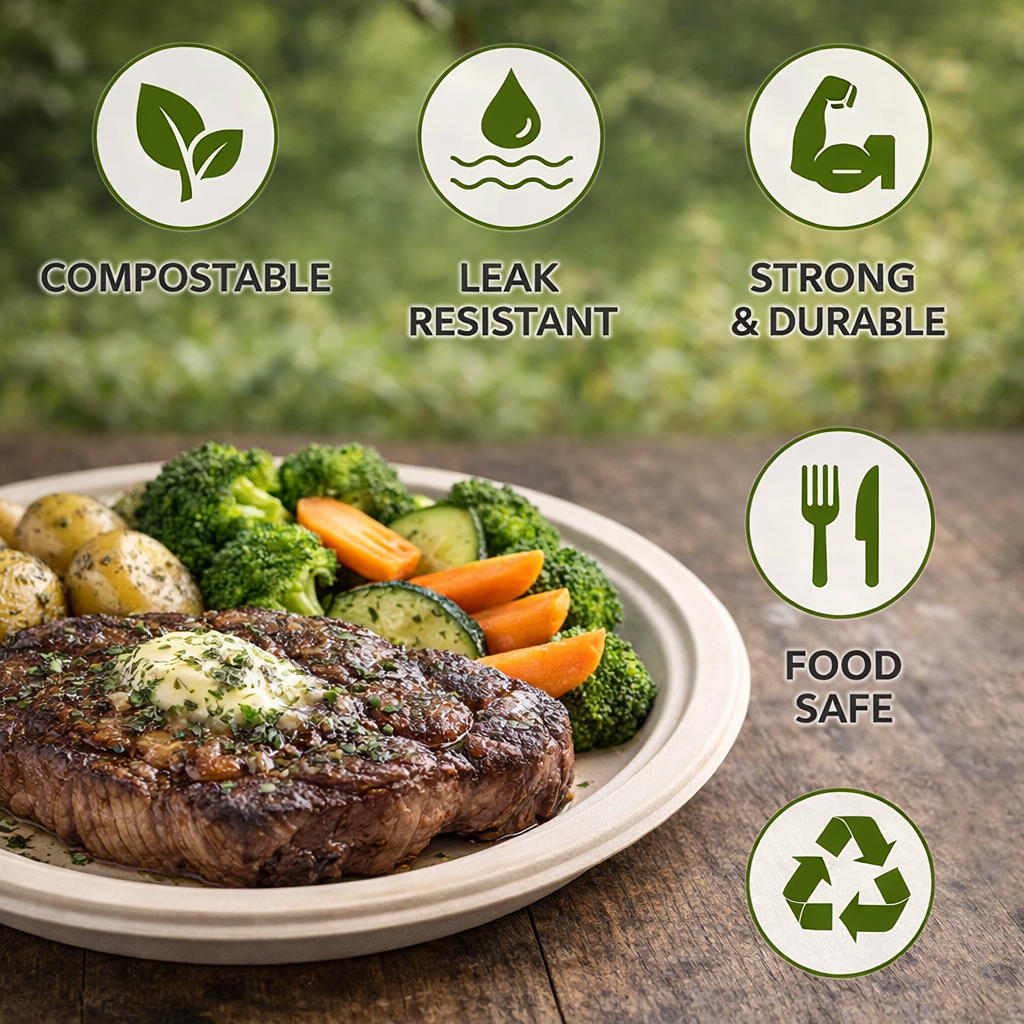 6” Bagasse Plates – Compostable Round Plates (Bulk Packs Available) | Econova